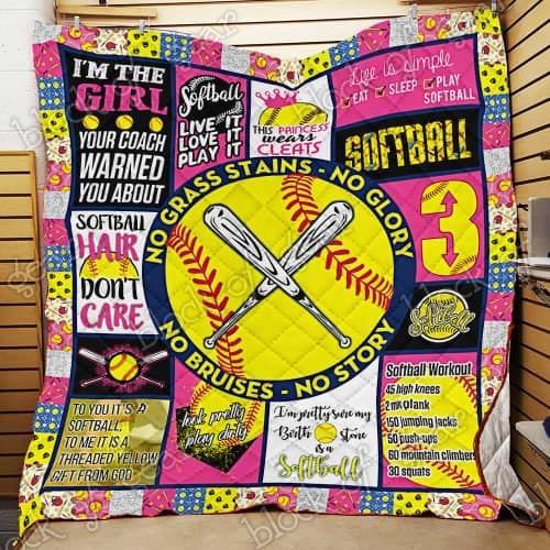 Live Love Softball CL18100418MDQ Quilt Blanket