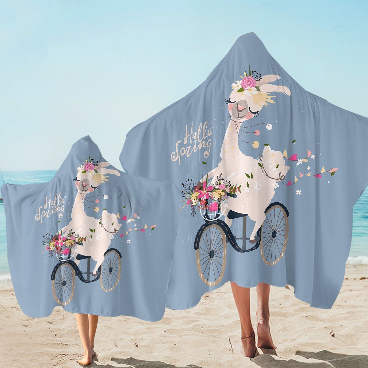 Live Loving Llama Indigo Printed Hooded Towel