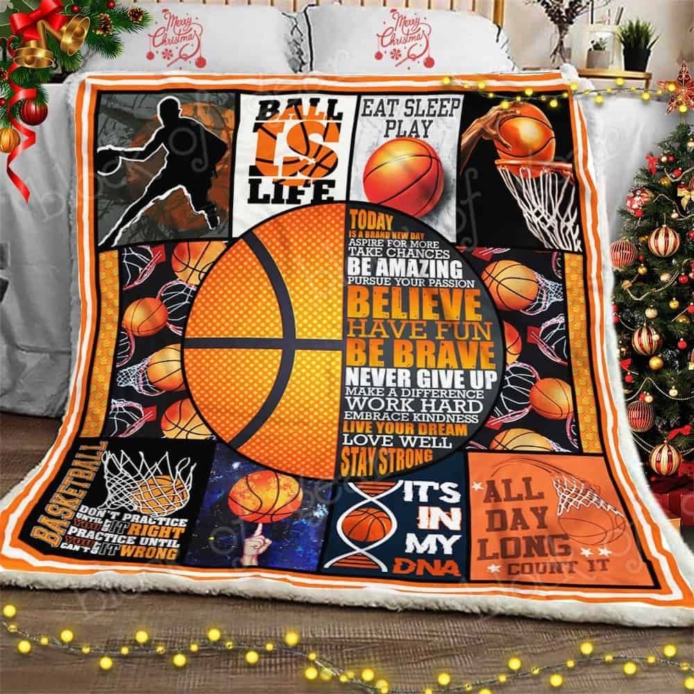 Live Your Dream Basketball Sherpa Fleece Blanket