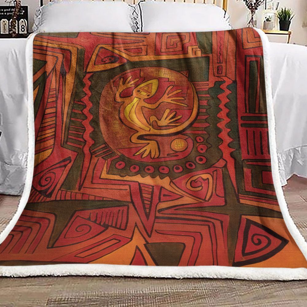 Lizard Native American Sherpa Fleece Blanket