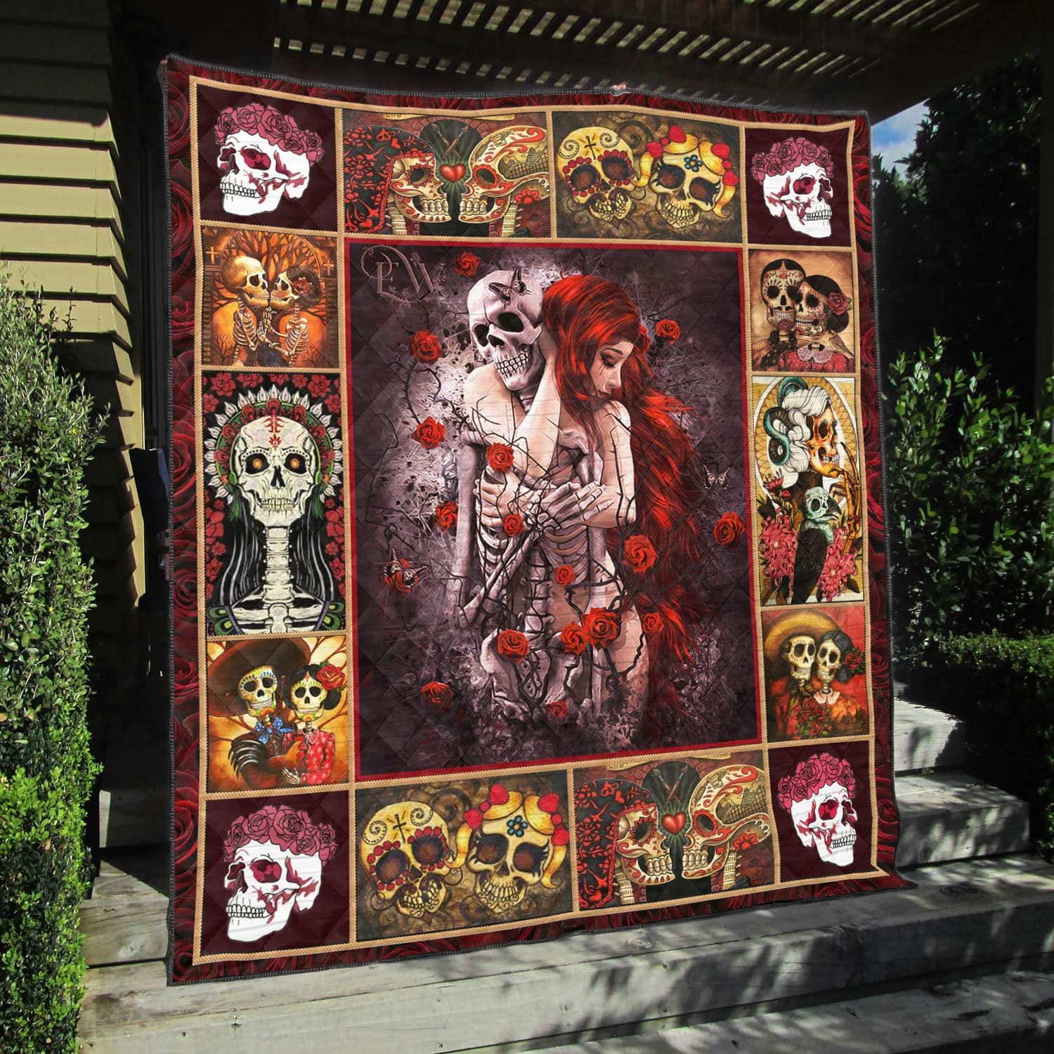 Lkh0308 Sugar Skull Day Of The Dead Quilt Chrismas Gift Dhc16122770Dd