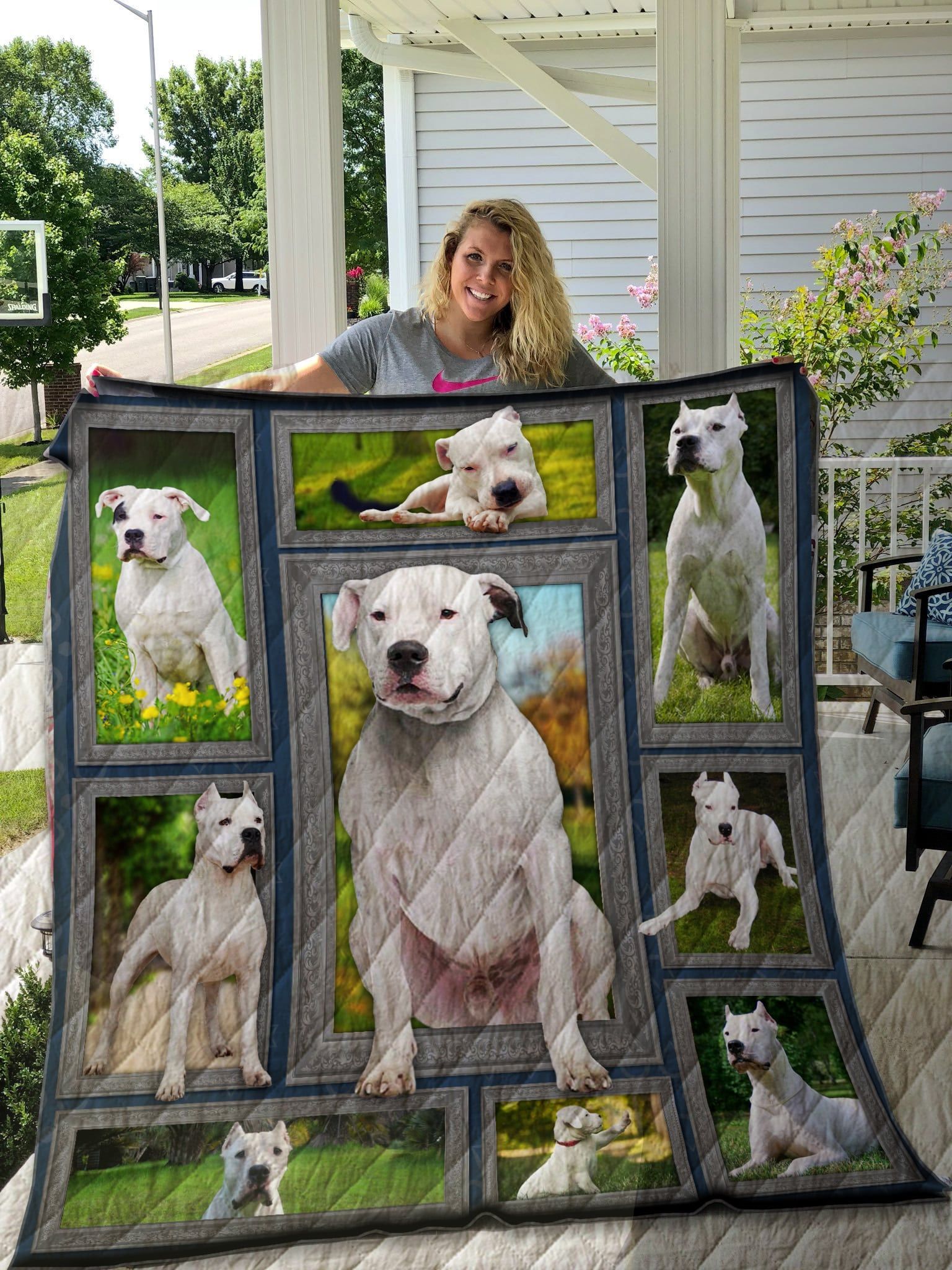 Lkh1309 Dogo Argentino Beautiful In White Quilt Dhc16123379Dd