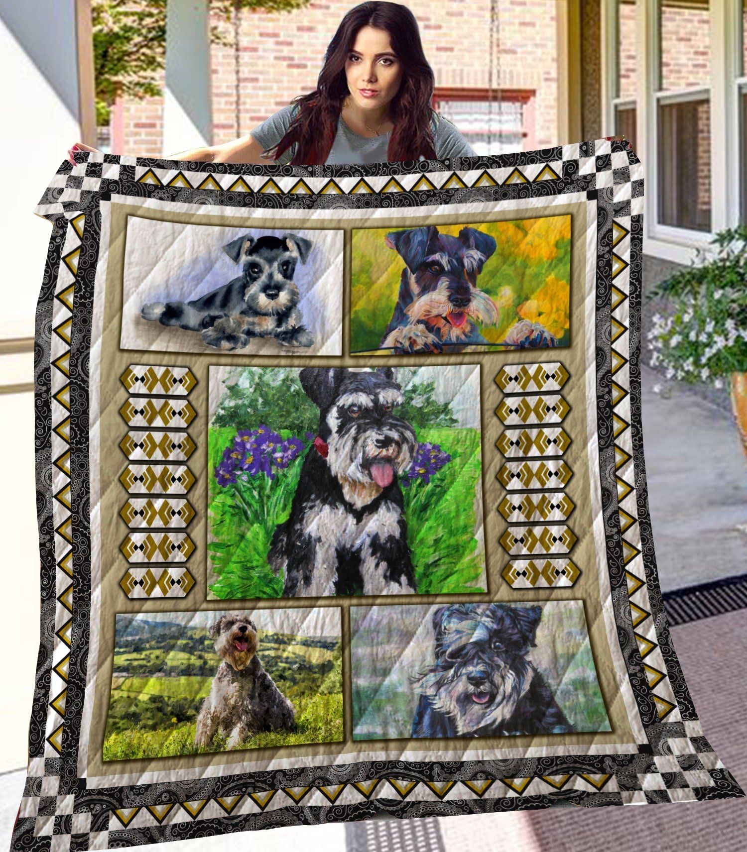 Lkh1309 Miniature Schnauzer Make Your Dog Happy Quilt Dhc16123375Dd