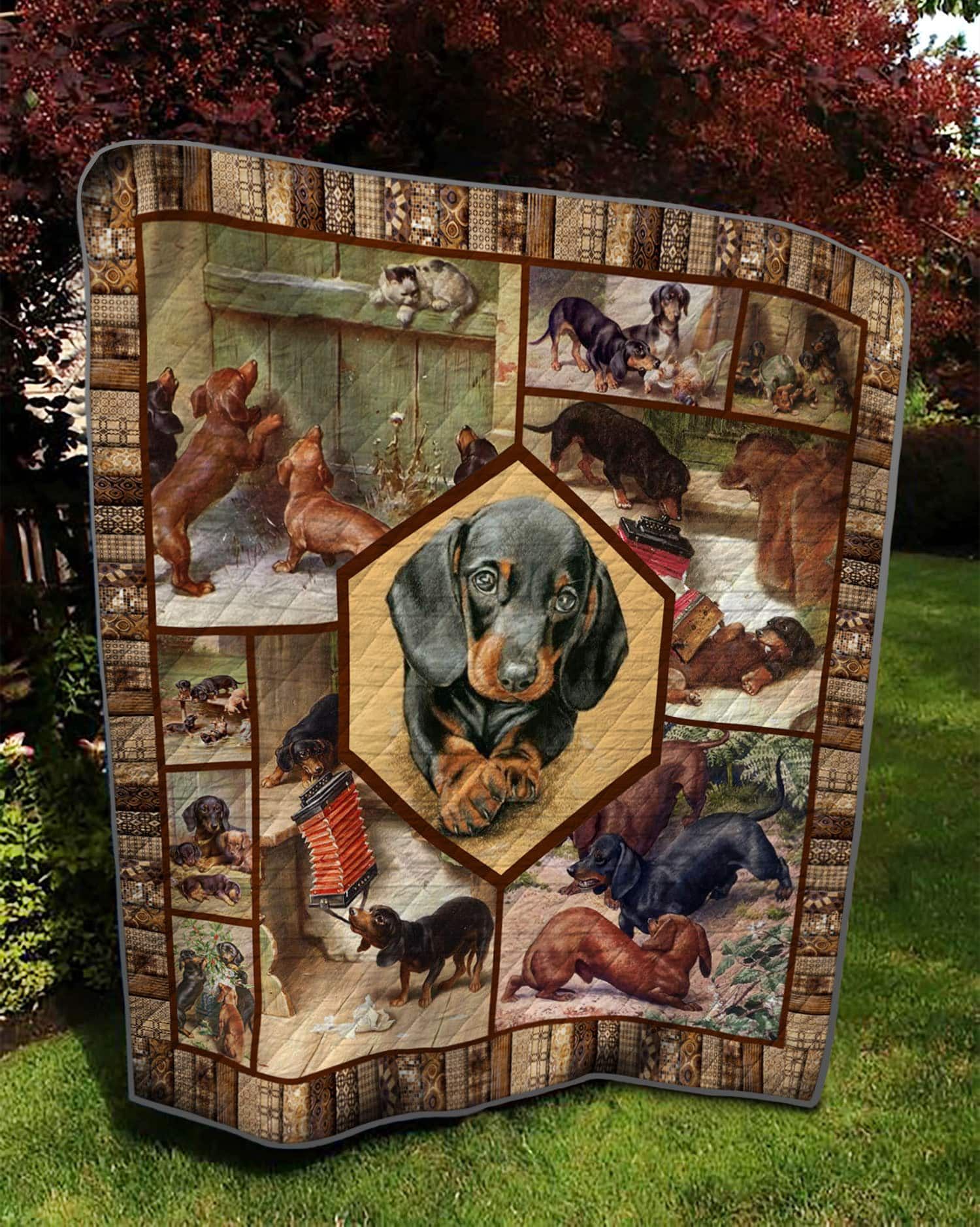 Lkh1708 Dachshund Say Your Name Quilt Dhc16124819Dd