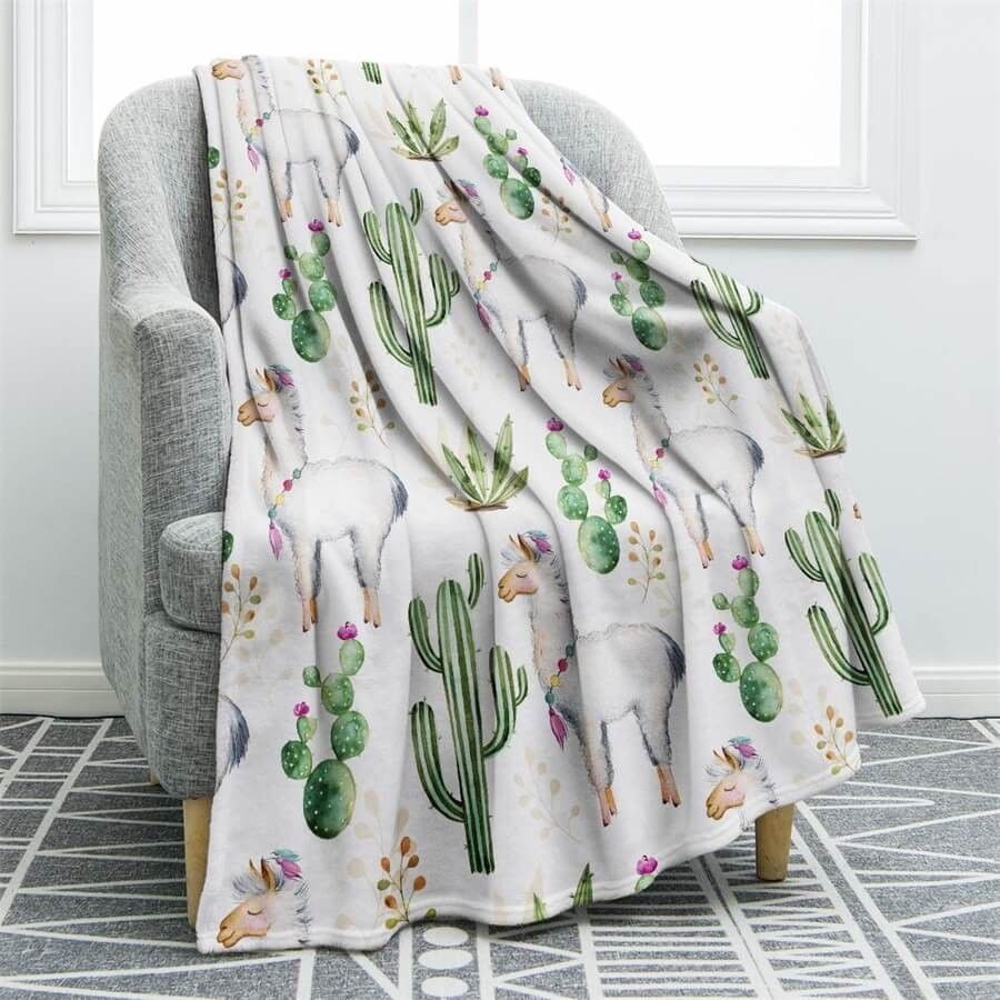Llama Alpaca Sherpa Fleece Blanket