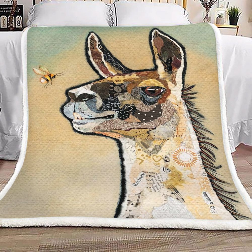 Llama And Bee Sherpa Fleece Blanket