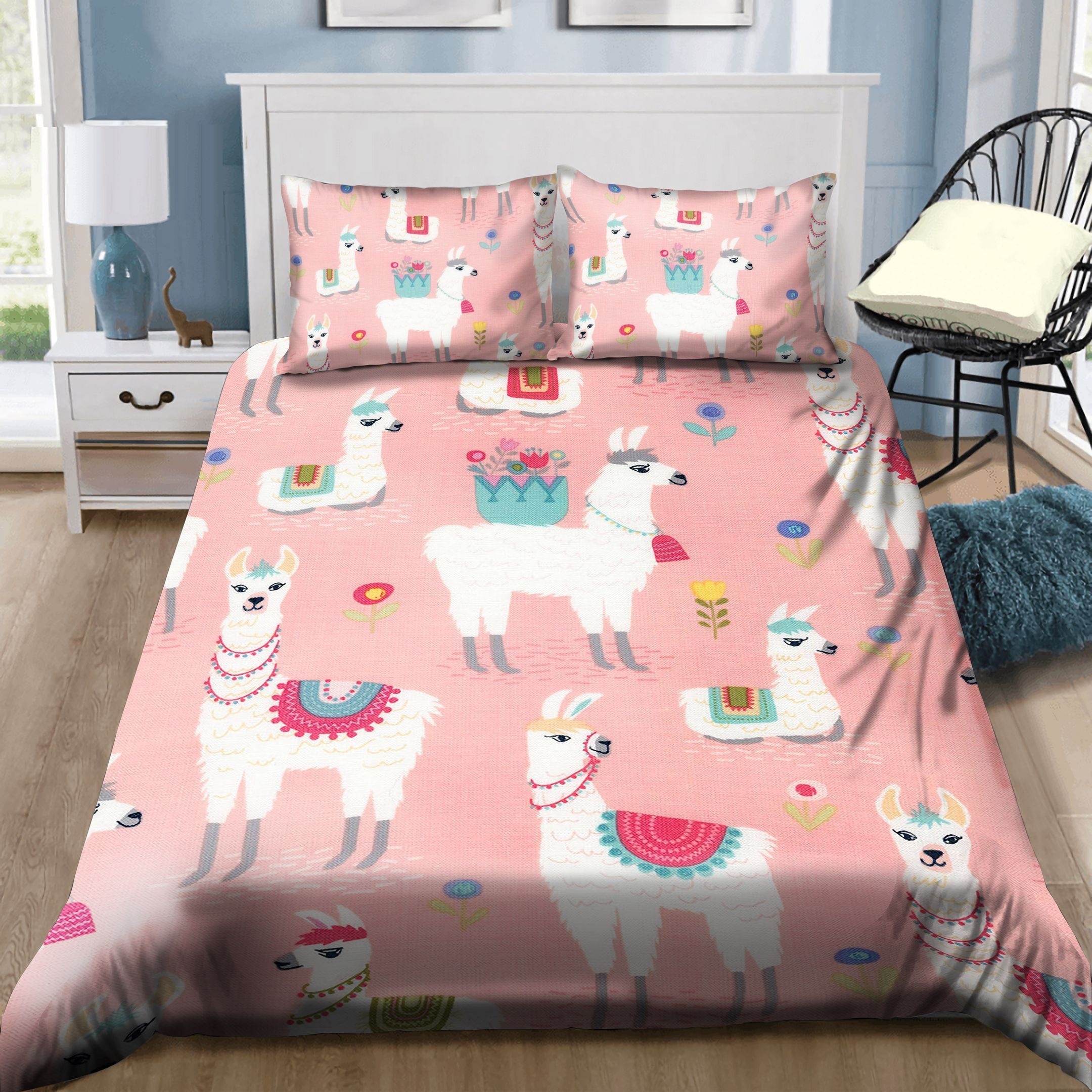 Llama And Flower Bedding Set