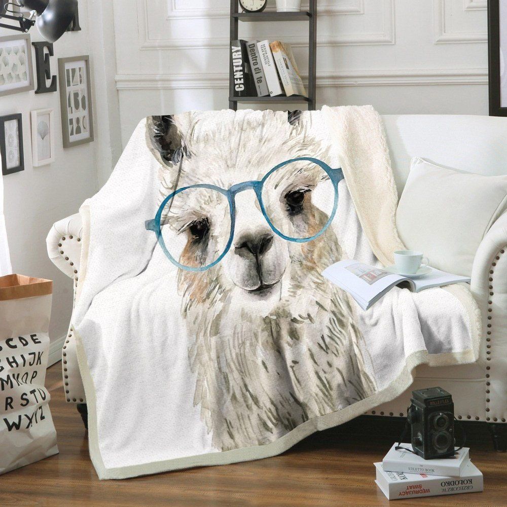 Llama Sherpa Fleece Blanket