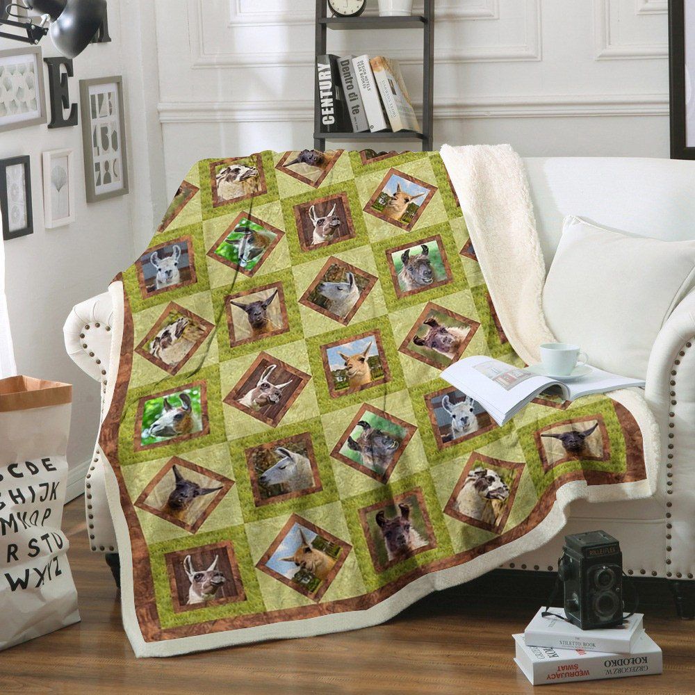 Llama Sherpa Fleece Blanket