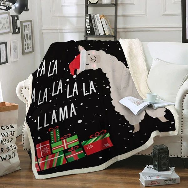 Llama Christmas Sherpa Fleece Blanket