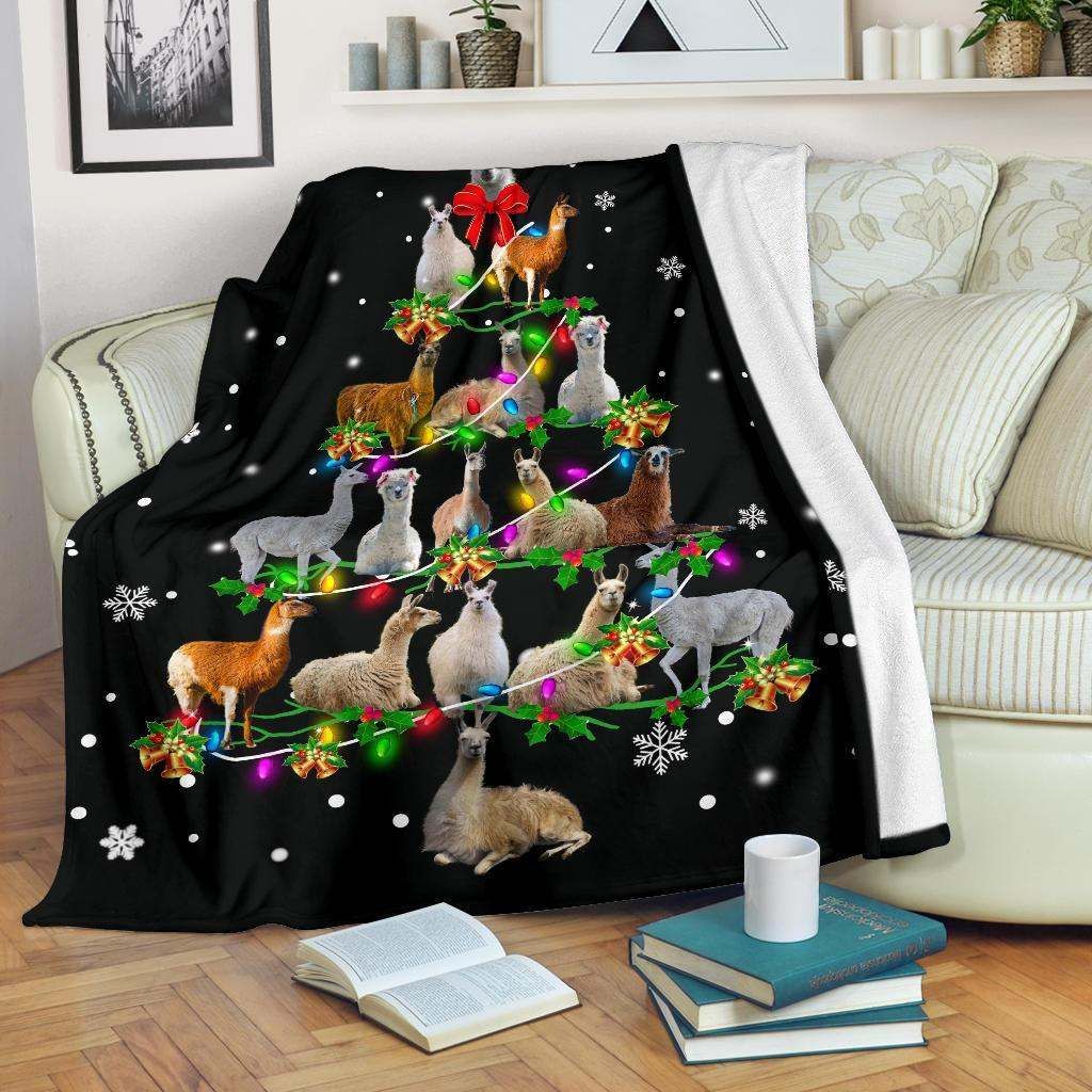 Llama Christmas Tree Blanket