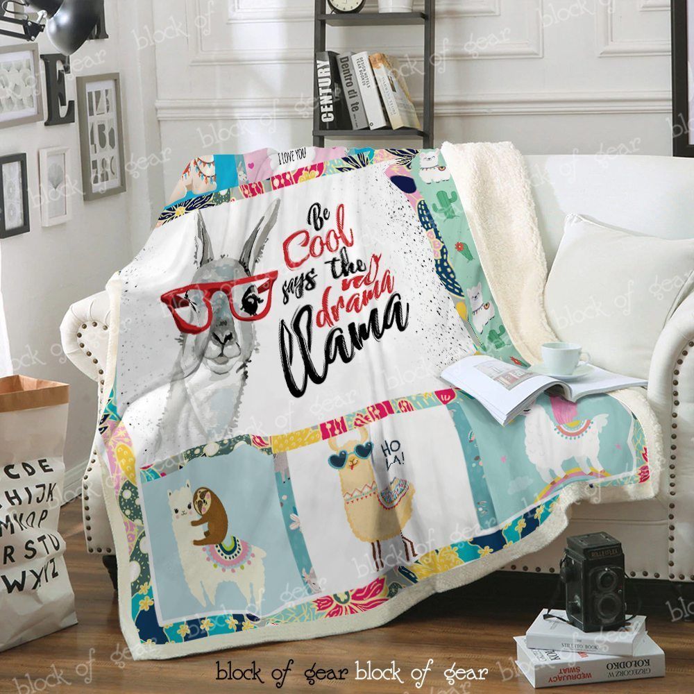 Llama Sherpa Fleece Blanket