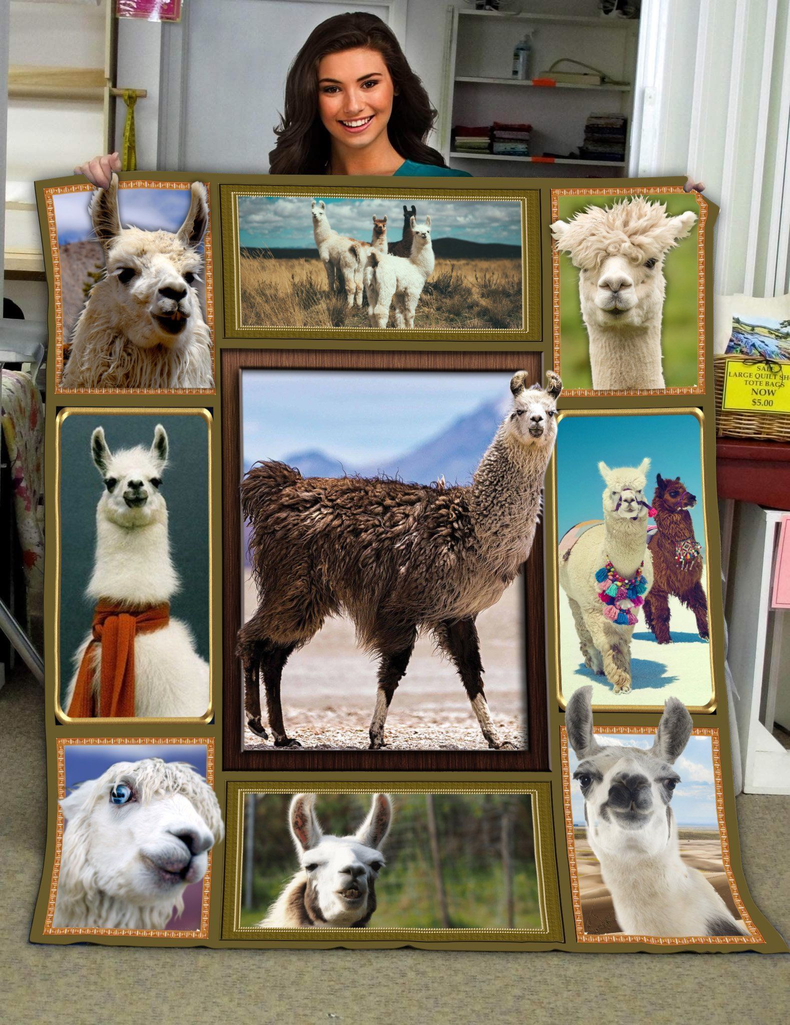 Llama Sherpa Fleece Blanket