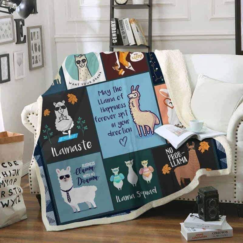Llama Sherpa Fleece Blanket