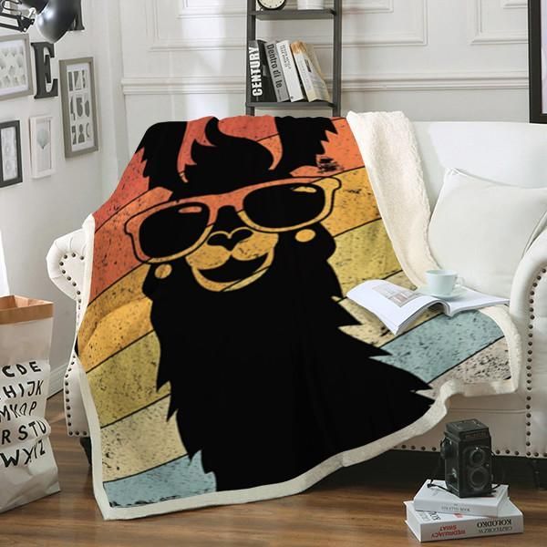 Llama Sherpa Fleece Blanket