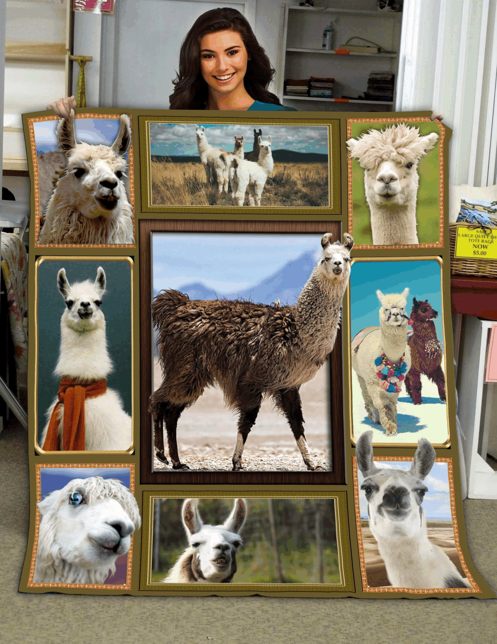 Llama Sherpa Fleece Blanket