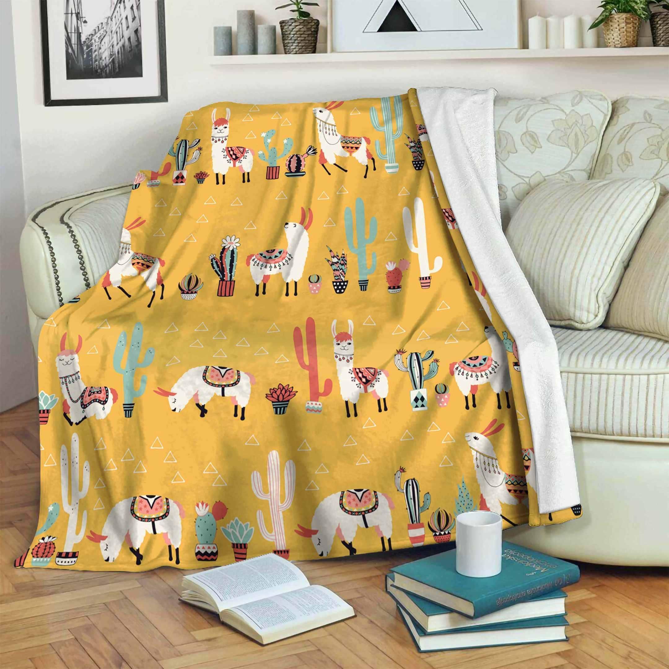 Llama Sherpa Fleece Blanket