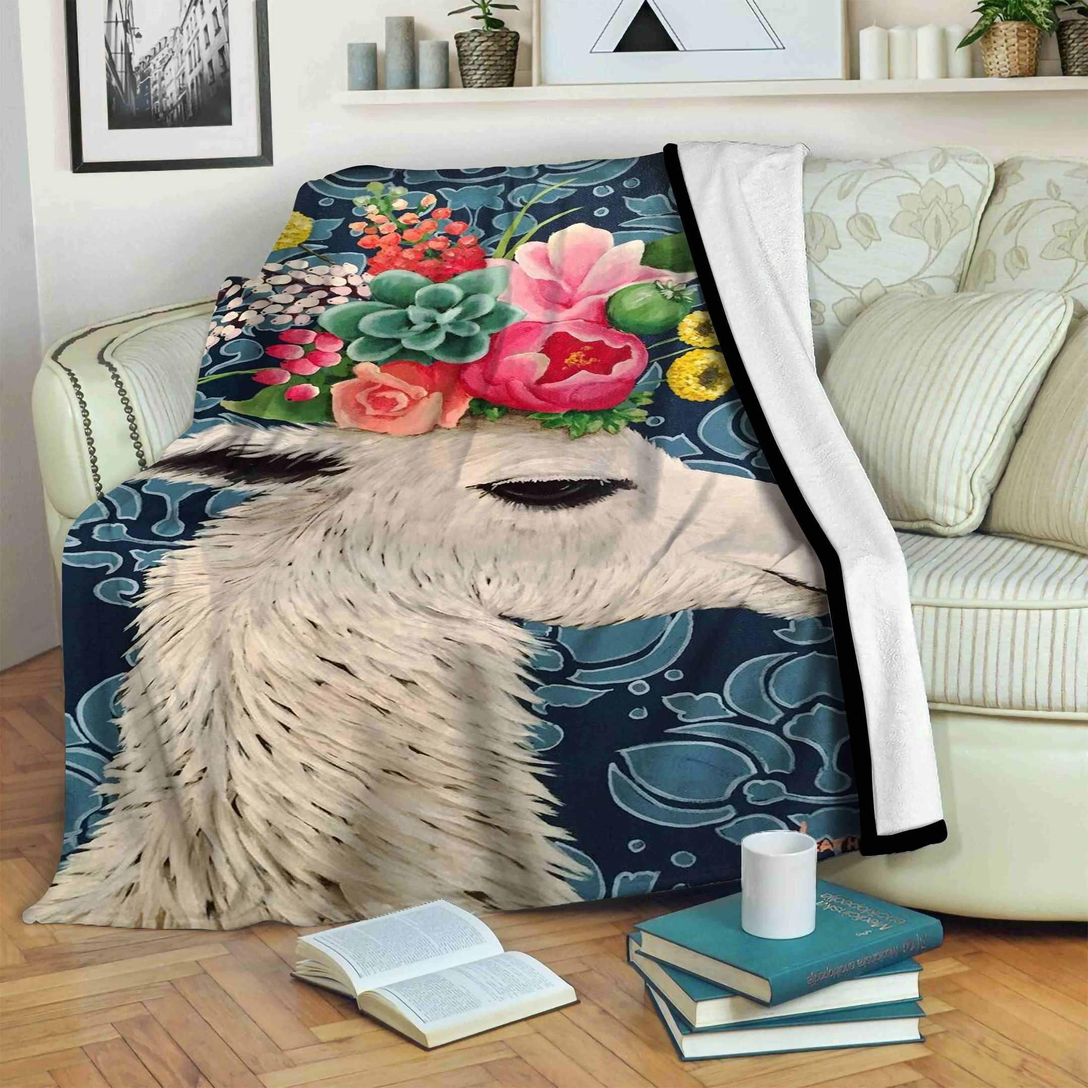 Llama Sherpa Fleece Blanket