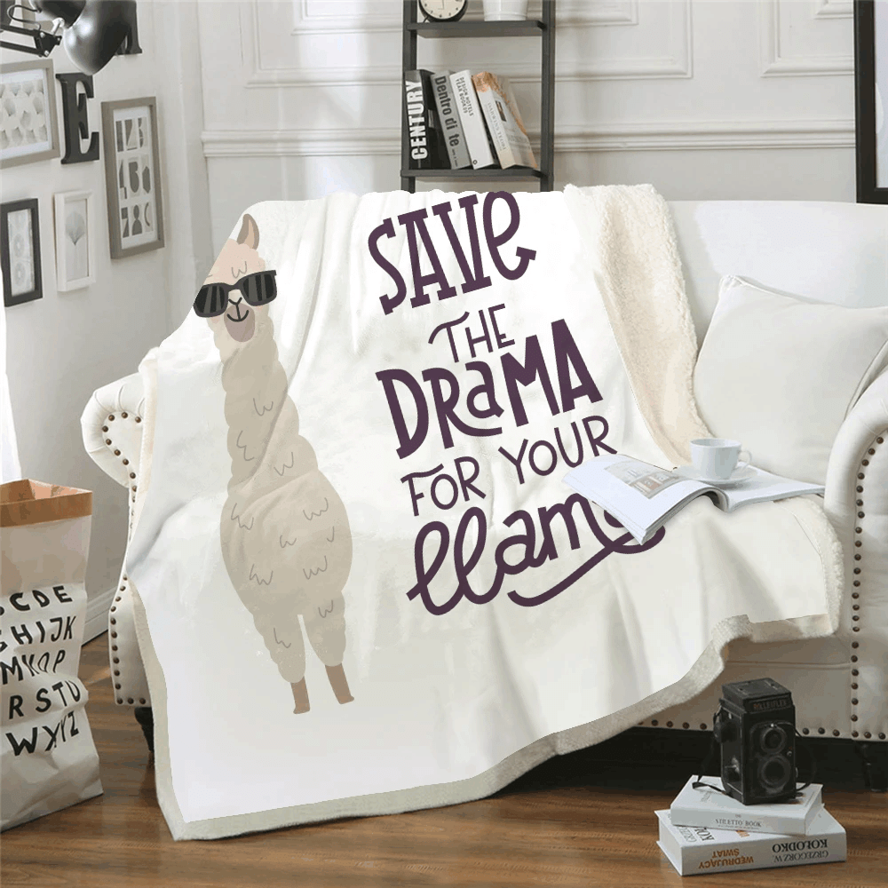 Llama Sherpa Fleece Blanket