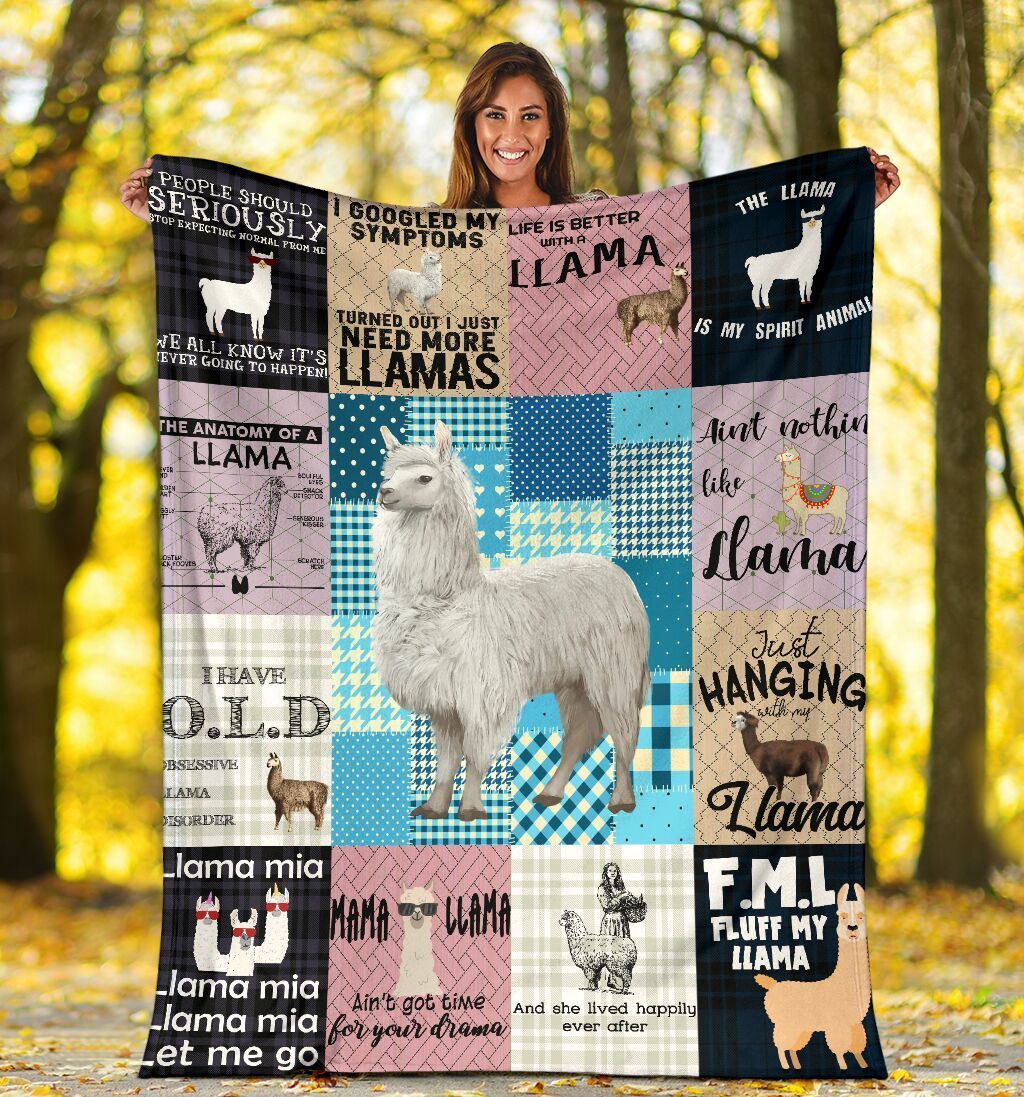Llama Sherpa Fleece Blanket