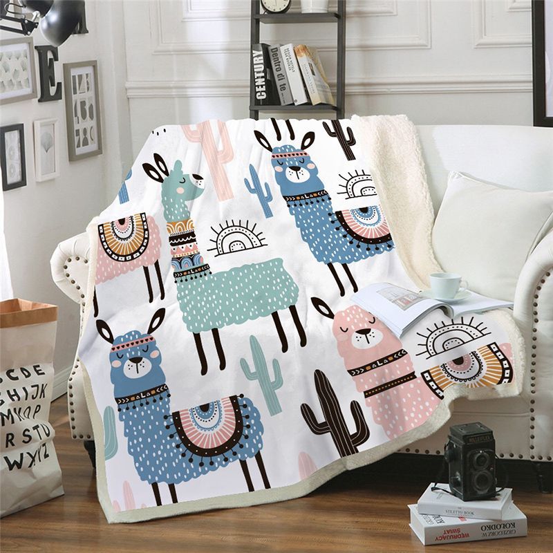 Llama Sherpa Fleece Blanket