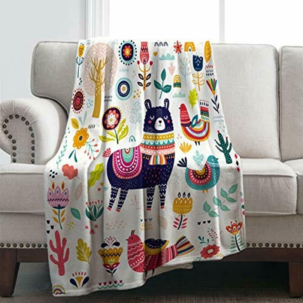 Llama Sherpa Fleece Blanket