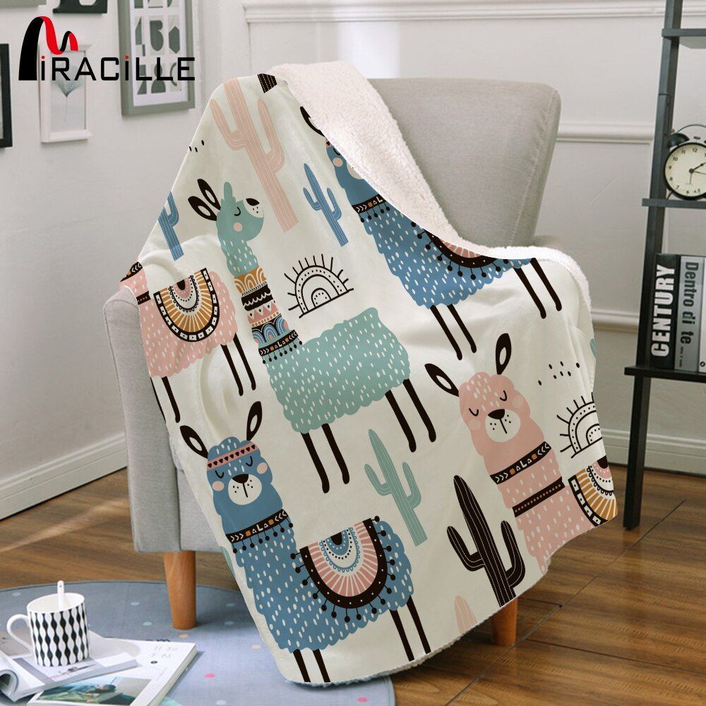 Llama Sherpa Fleece Blanket