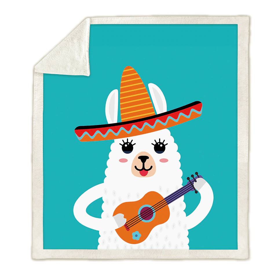 Llama Sherpa Fleece Blanket