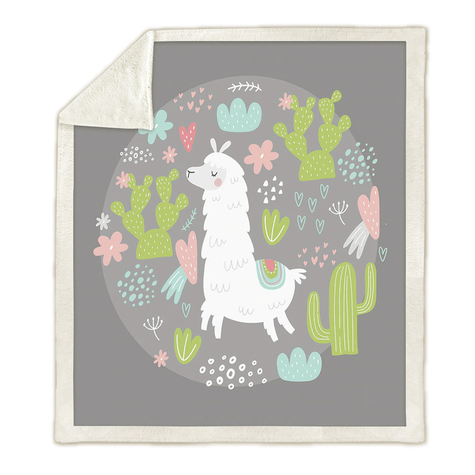 Llama Sherpa Fleece Blanket