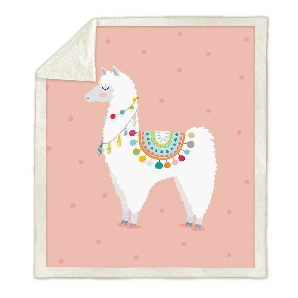 Llama Sherpa Fleece Blanket