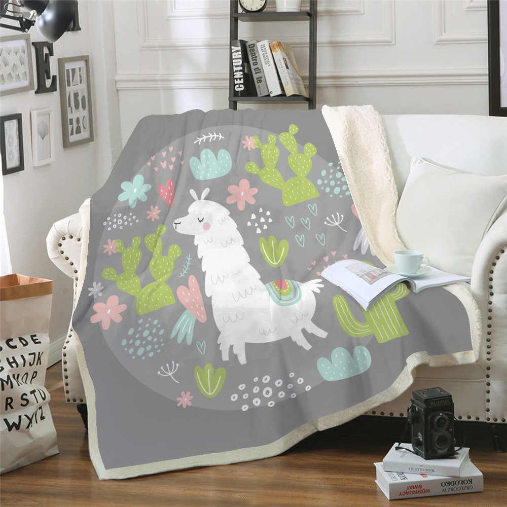 Llama Sherpa Fleece Blanket