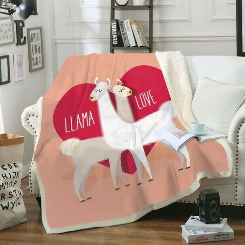 Llama Couple Love Sherpa Fleece Blanket