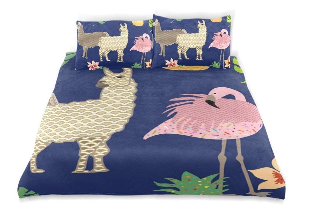 Llama Flamingo Bedding Set