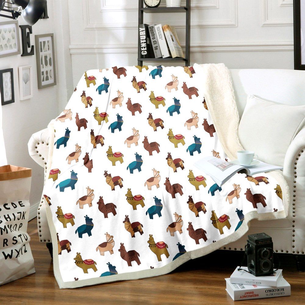 Llama Sherpa Fleece Blanket