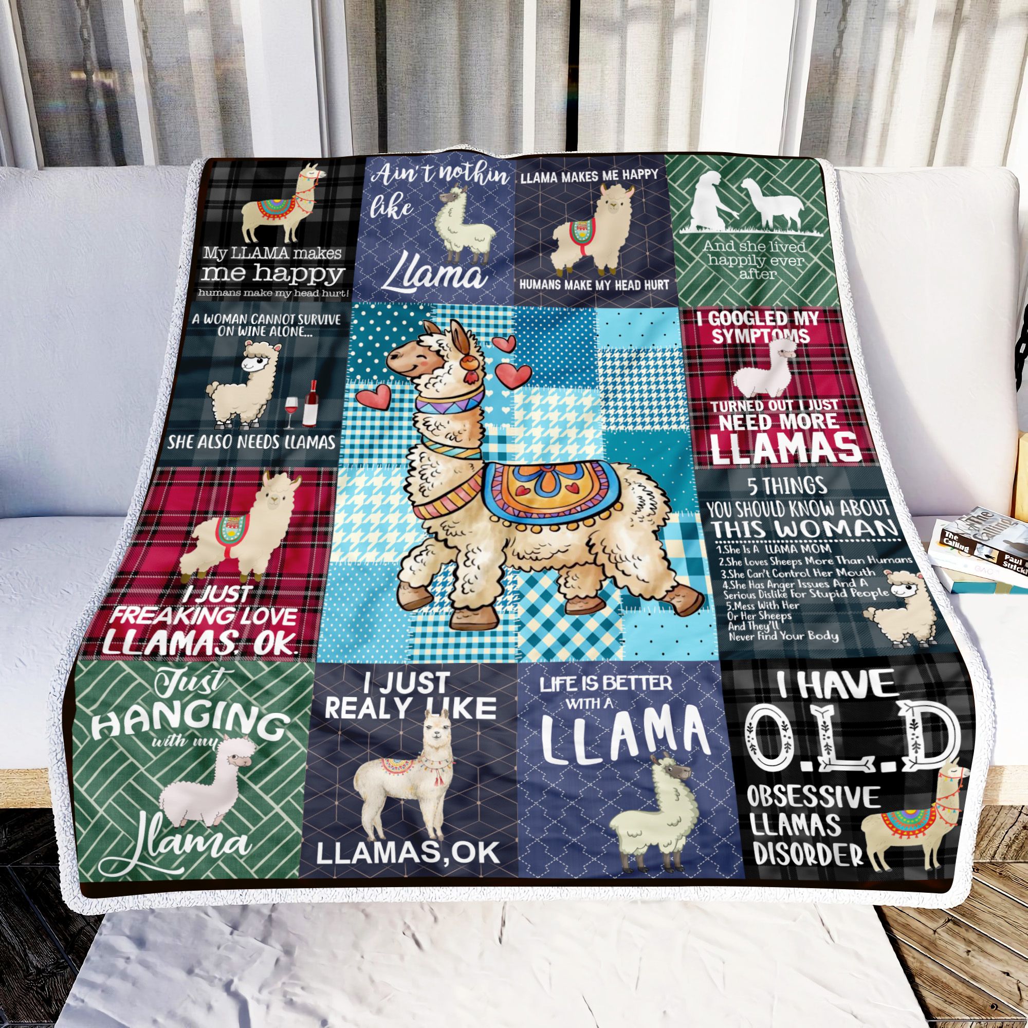 Llama Makes Me Happy Fleece Blanket