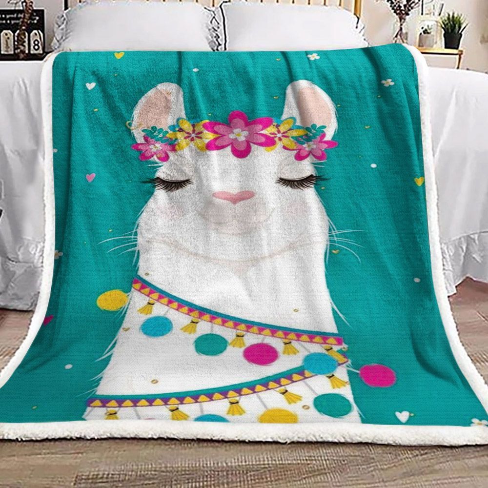 Llama Sherpa Fleece Blanket
