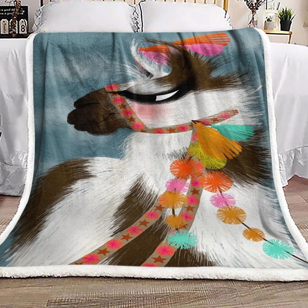Llama Sherpa Fleece Blanket