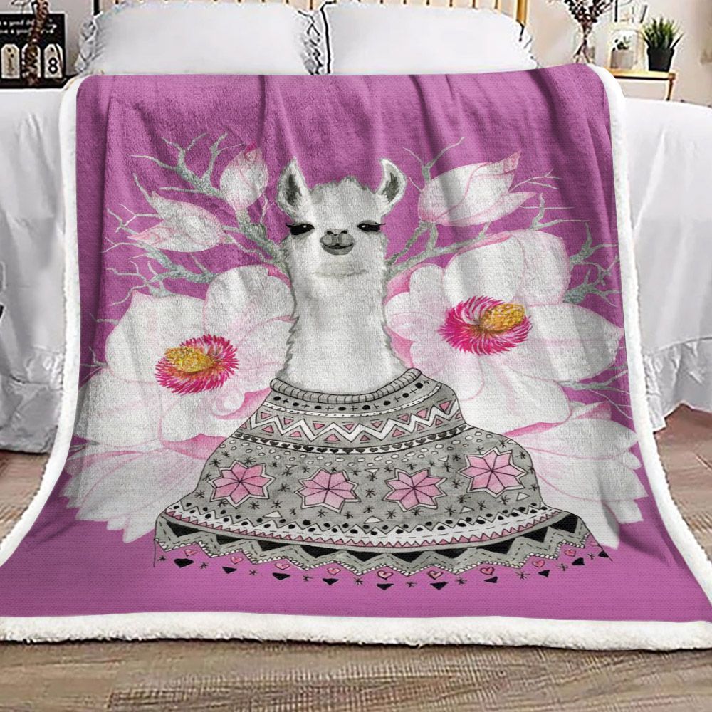 Llama Sherpa Fleece Blanket