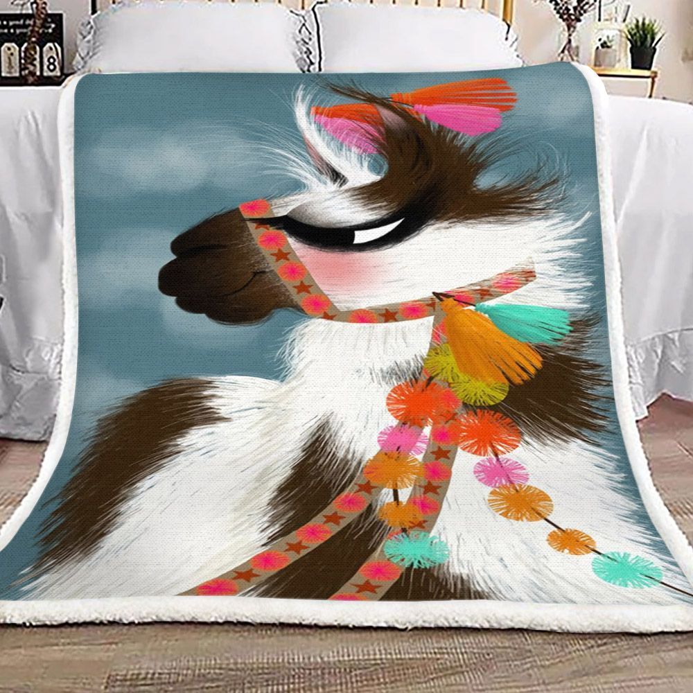 Llama Sherpa Fleece Blanket