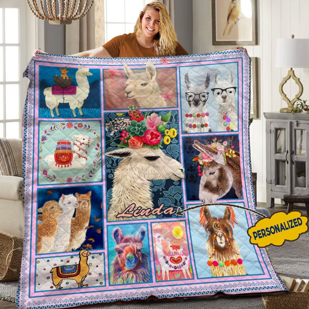 Llama Personalized Quilt Blanket HHH090615TN