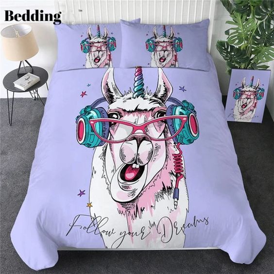 Llama Rainbow Glass Bedding Set