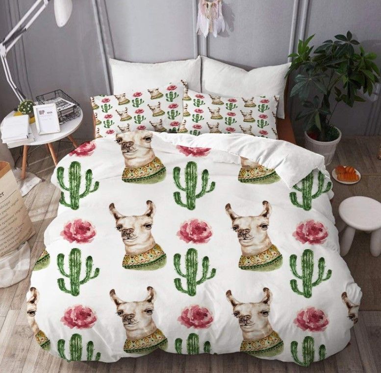 Llama Rose Cactus Bedding Set