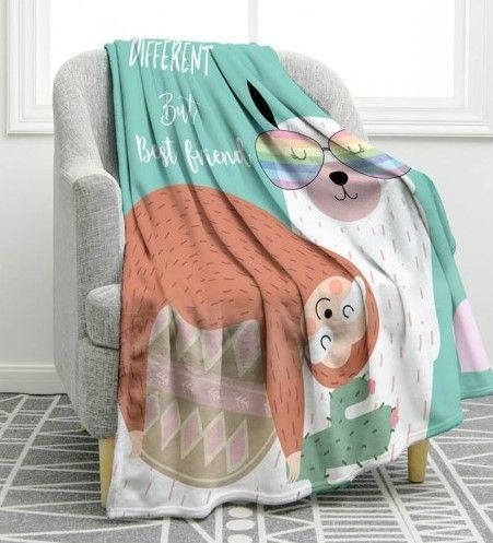 Llama Sloth Sherpa Fleece Blanket