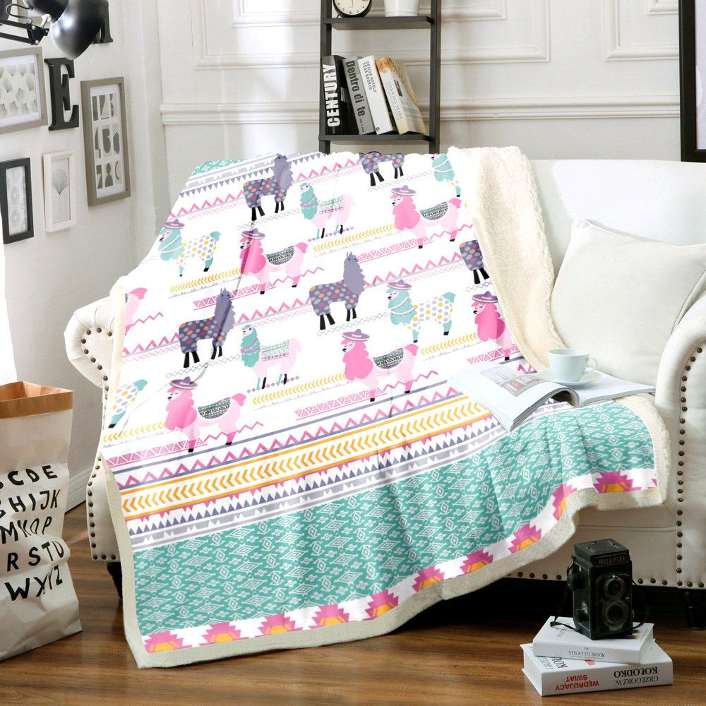 Llama Sherpa Fleece Blanket