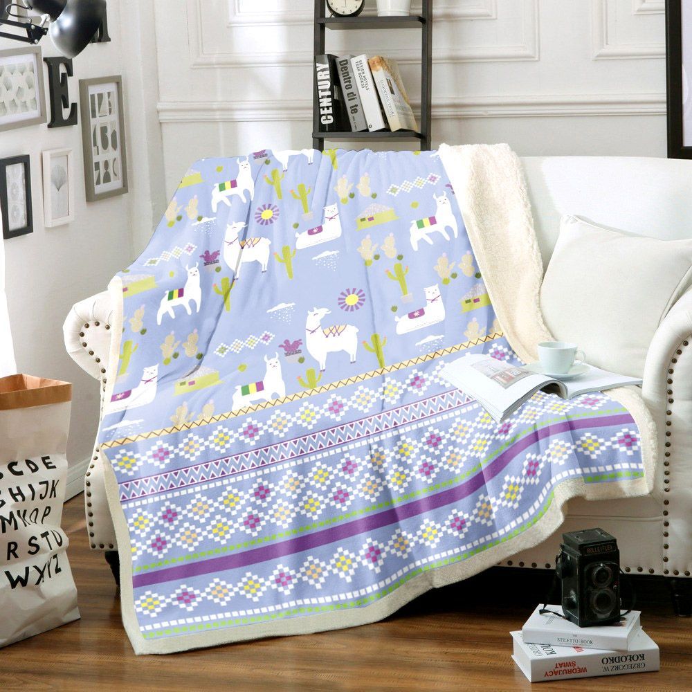 Llama Sherpa Fleece Blanket