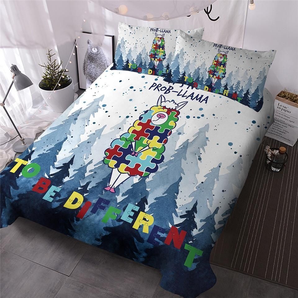 Llama To Be Different Autism Bedding Set