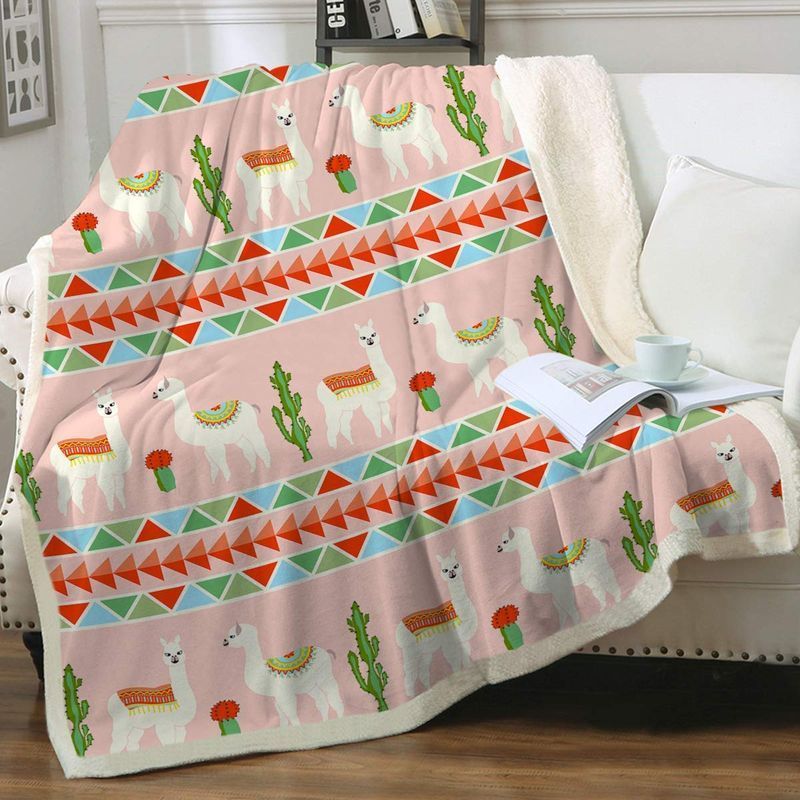 Llama Warm Winter Sherpa Fleece Blanket