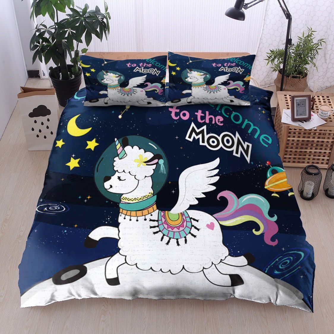 Llama Welcome To The Moon Bedding Set