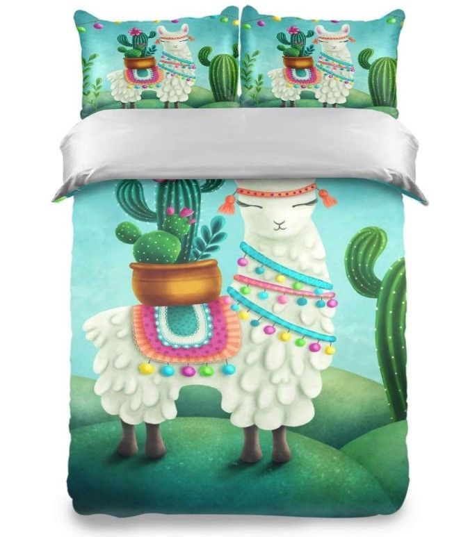 Llama With Cactus Bedding Set