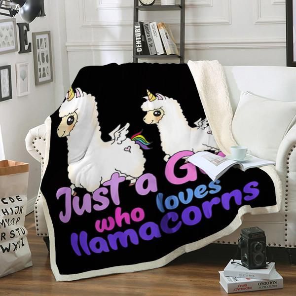 Llamacorns Just A Girl Sherpa Fleece Blanket